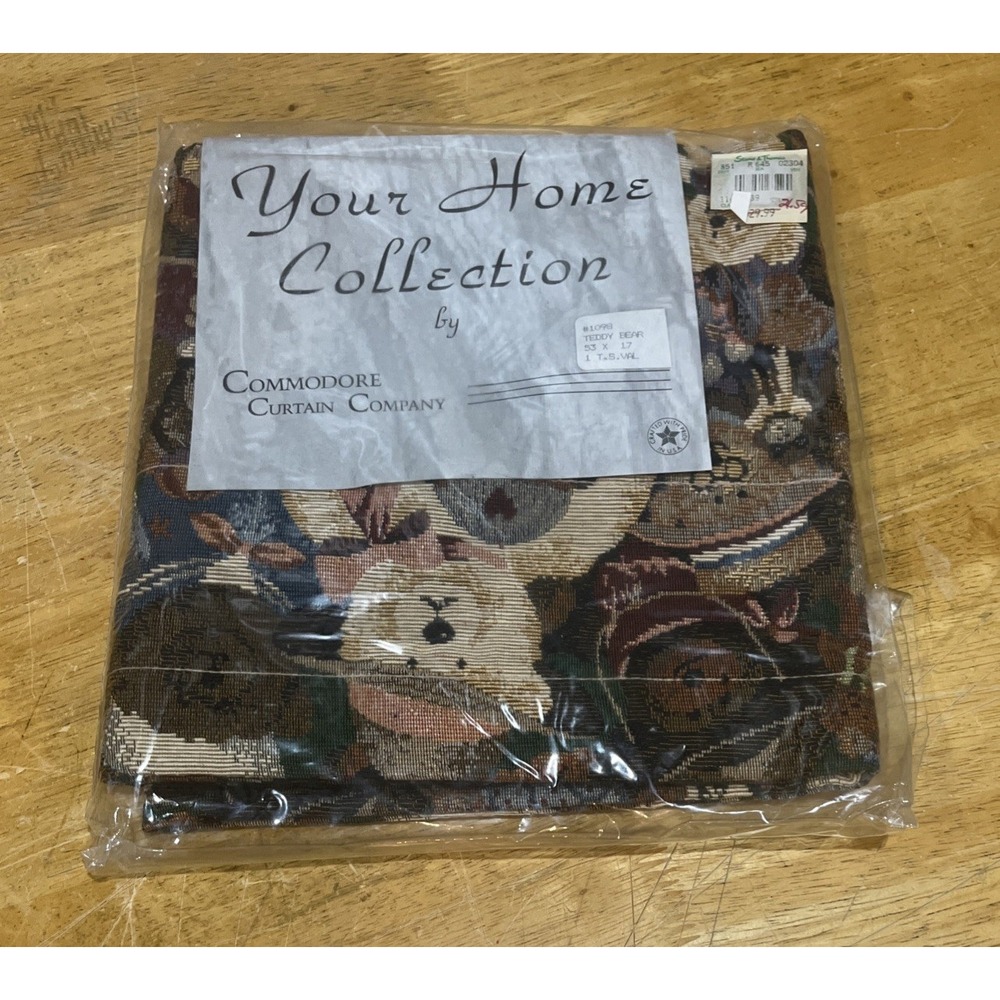 Vtg Tapestry Teddy Bear Valance Grandma 53x17" Cottage‎ Cotton Blend Commodore
